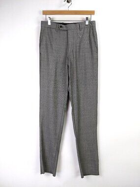 Men's Gray Flat Front Dress Pants 100% Pure Virgin Wool Made in Italy Size W28